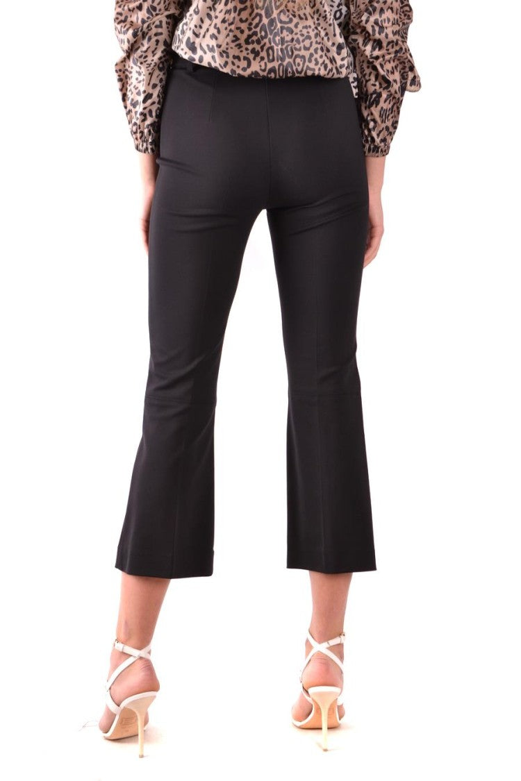 Cropped Black Trousers With Slight Flare Hem