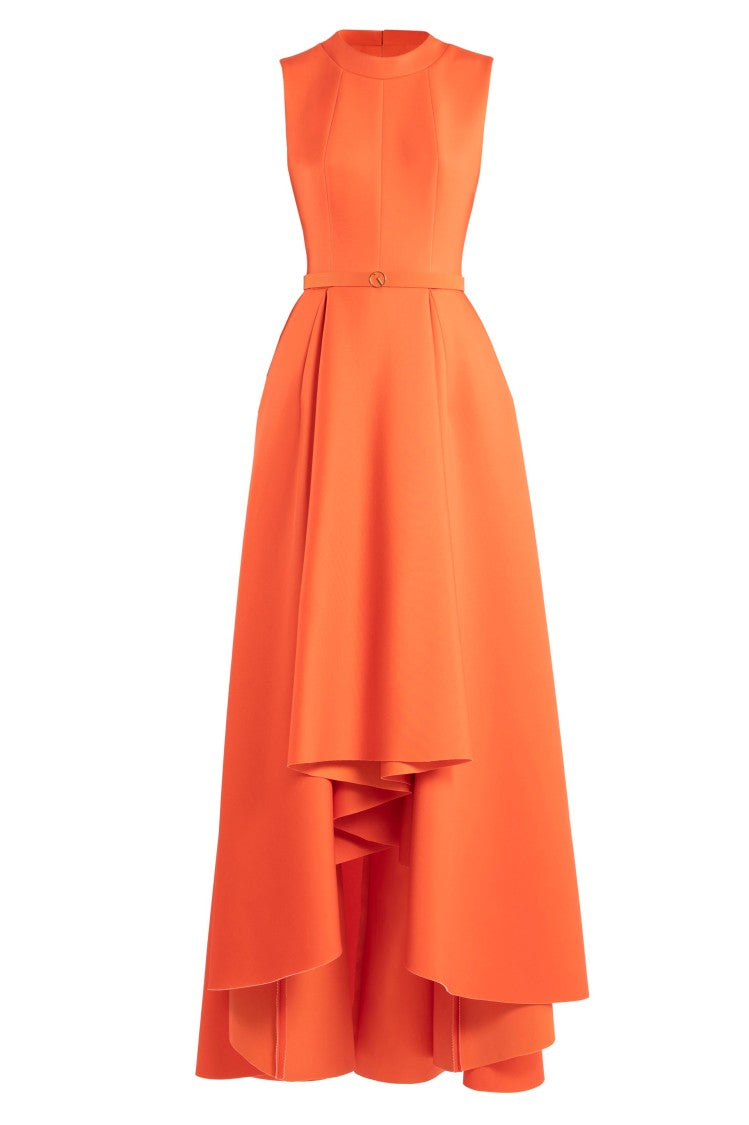 Neoprene Dress With High-Low Skirt