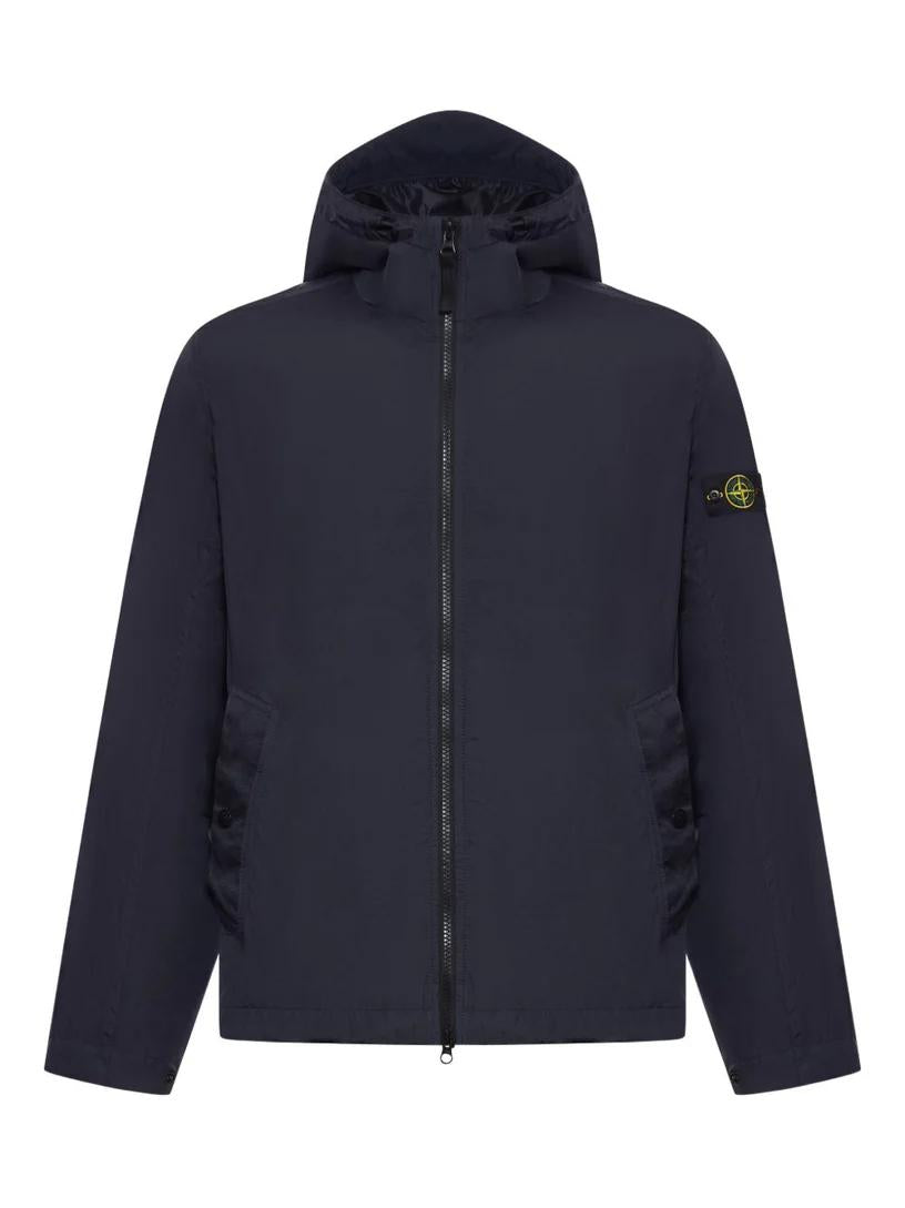 Hooded Black Jacket with Front Zipper