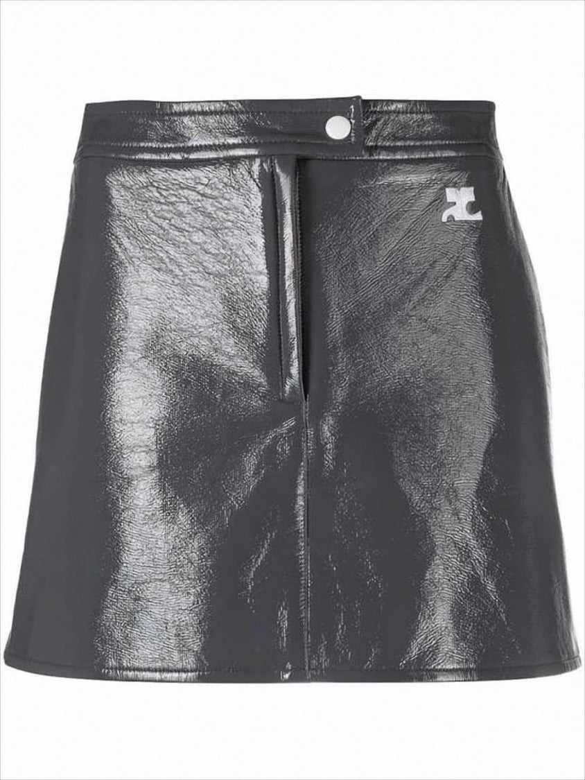 Reflective Mini Skirt with Button Closure