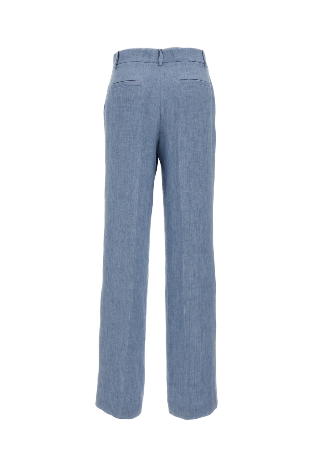 Light Blue Linen Blend Wide-Leg Trousers