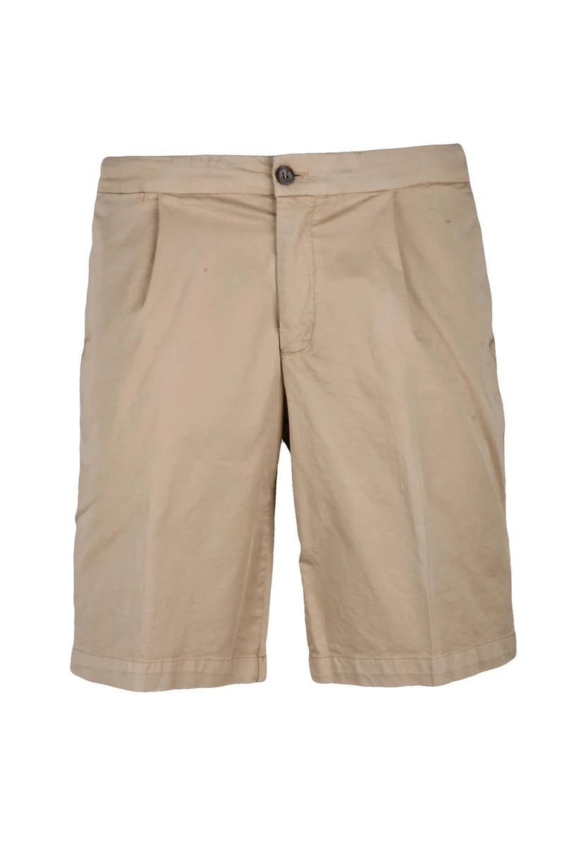 Tailored Beige Bermuda Shorts with Silk