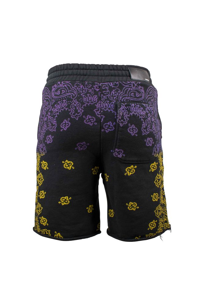 Printed Black Cotton Shorts With Bandana Design