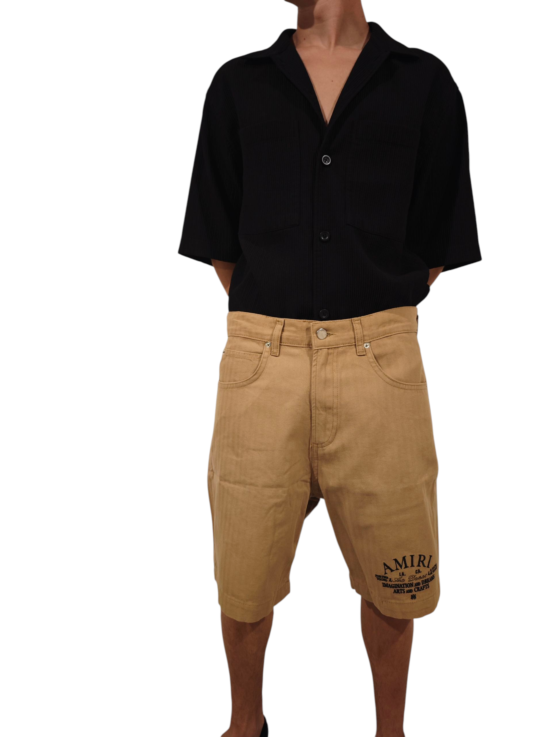 Knee-Length Bermuda Shorts with Five-Pocket Design and Logo Detail