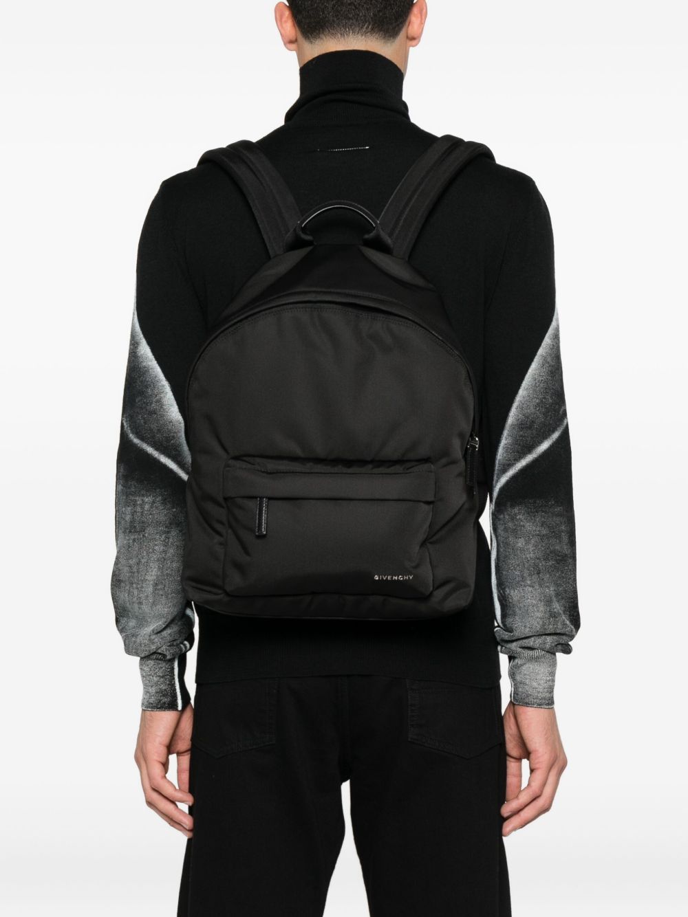 Black Polyamide Bag With Adjustable Strap