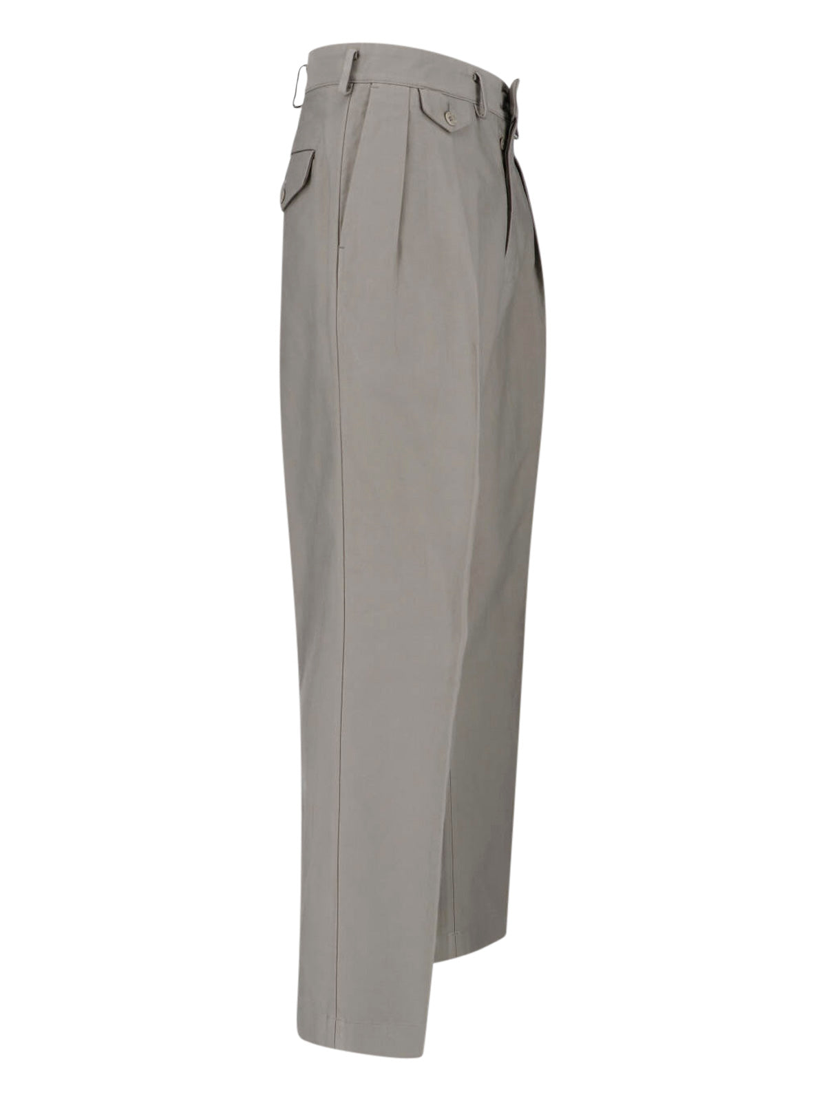Grey Riviera Straight-Leg Pleated Trousers