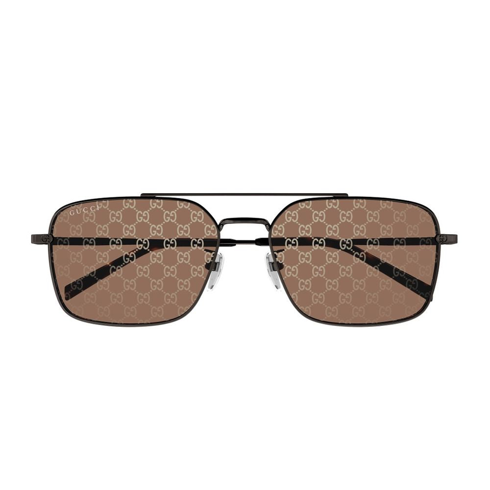 Gg1957Sa Institutional Logo Line Caravan-Shape Gunmetal Sunglasses
