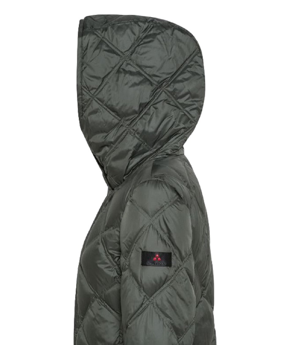 Long Down Jacket With Diamond Quilt