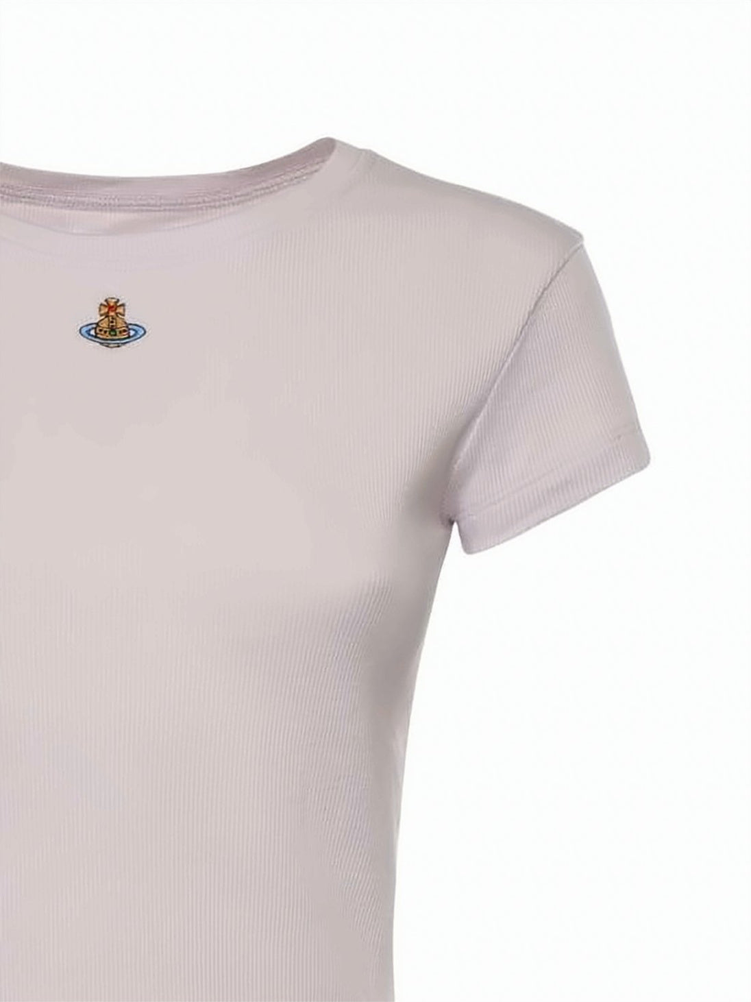 Cropped Short-Sleeved T-shirt with Ribbed Texture