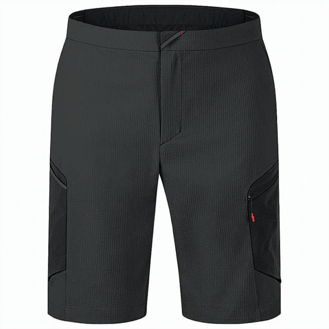Mid-Length Shorts with Textured Fabric and Zippered Pockets