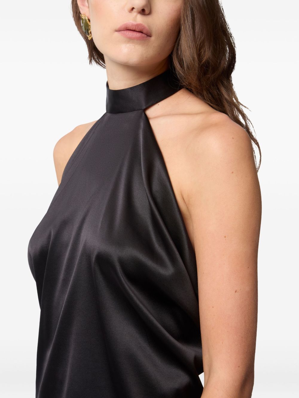Satin Halterneck Top With Open Back