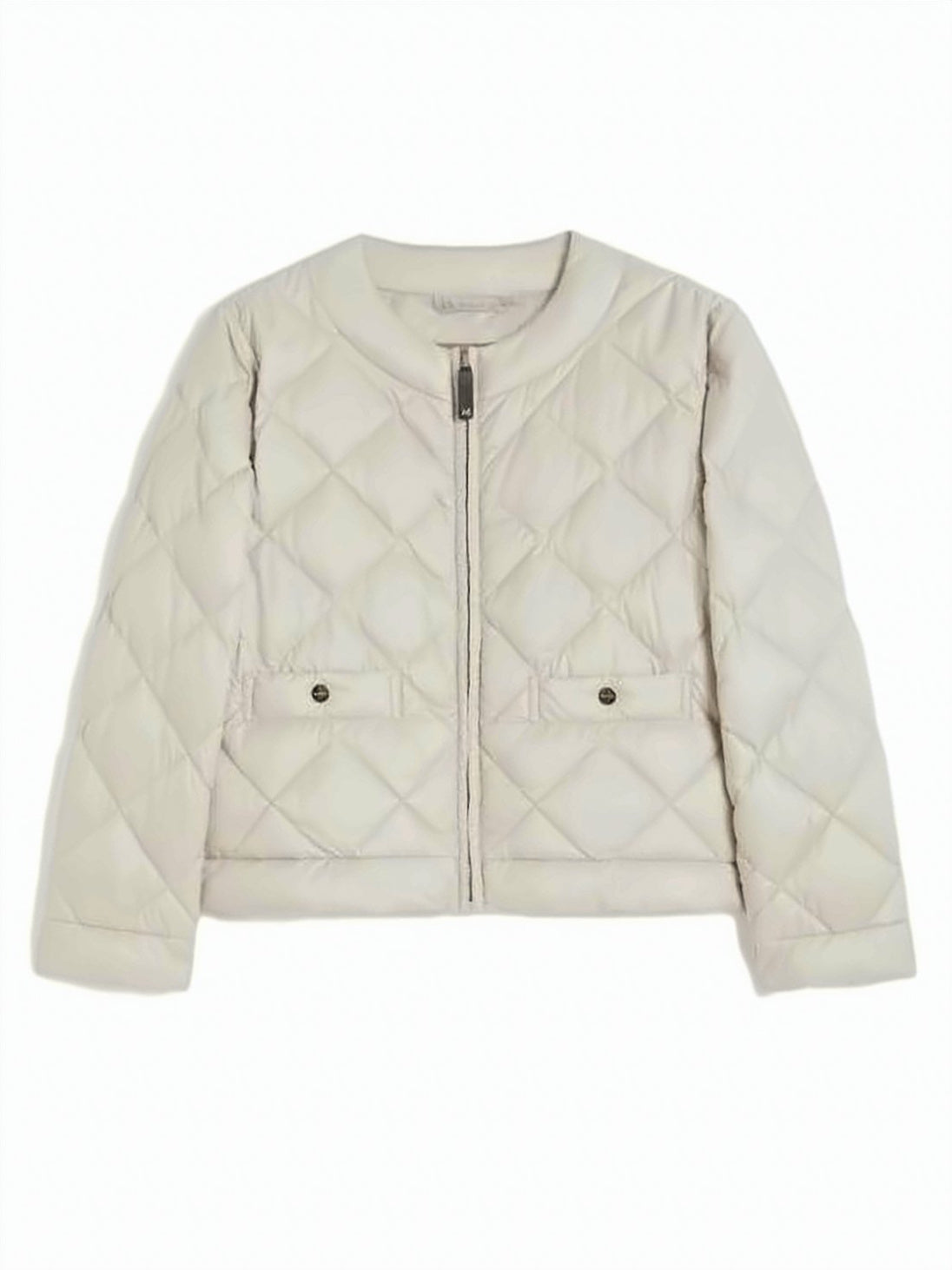 Cropped Diamond-Stitch Padded Jacket with Flap Pockets