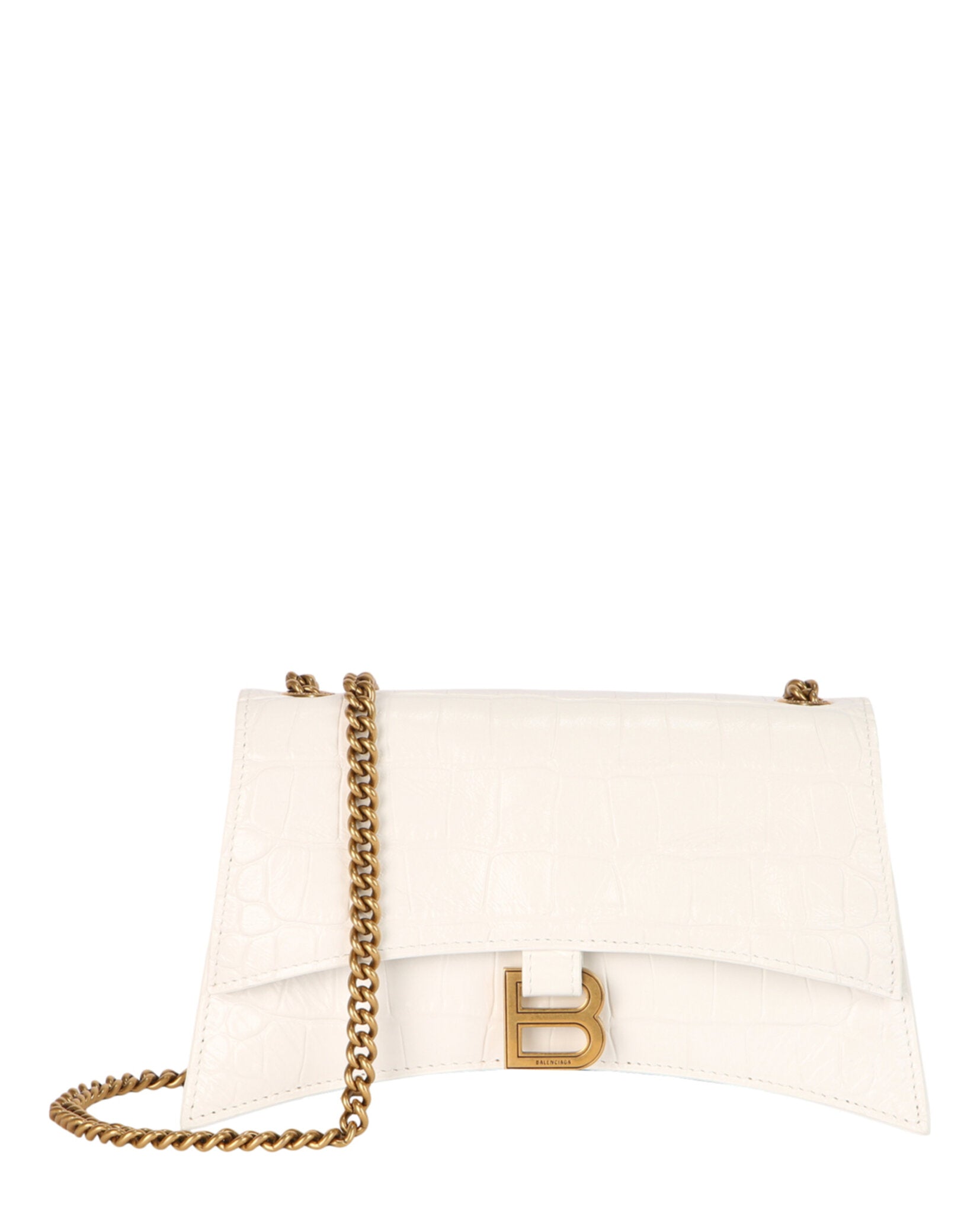 Xs Crocodile Embossed Crush Chain Shoulder Bag