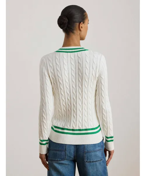 White Meren Linen Pullover Sweater