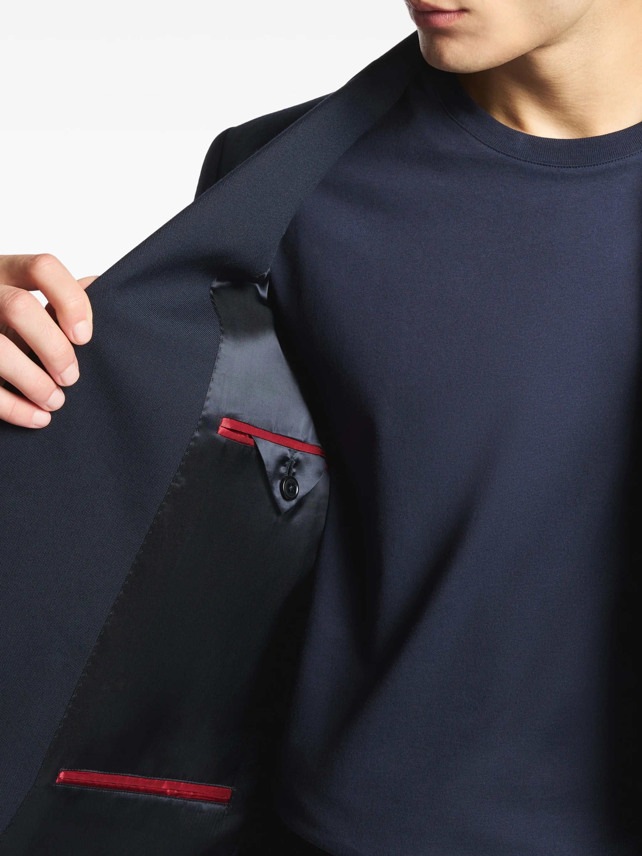 Tailored Notch Lapel Red Trim Blazer