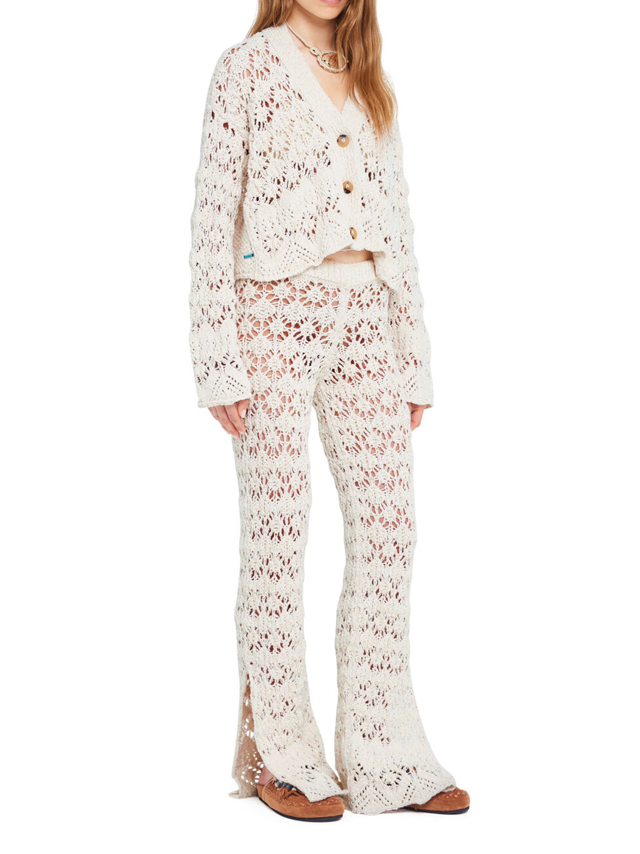 Blue Lagoon Romance Open-Knit Cotton Cardigan