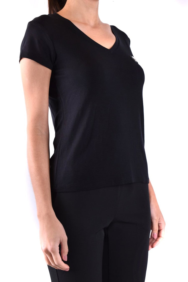 V-Neck Cotton T-Shirt With Iconic Logo Detail And Fit