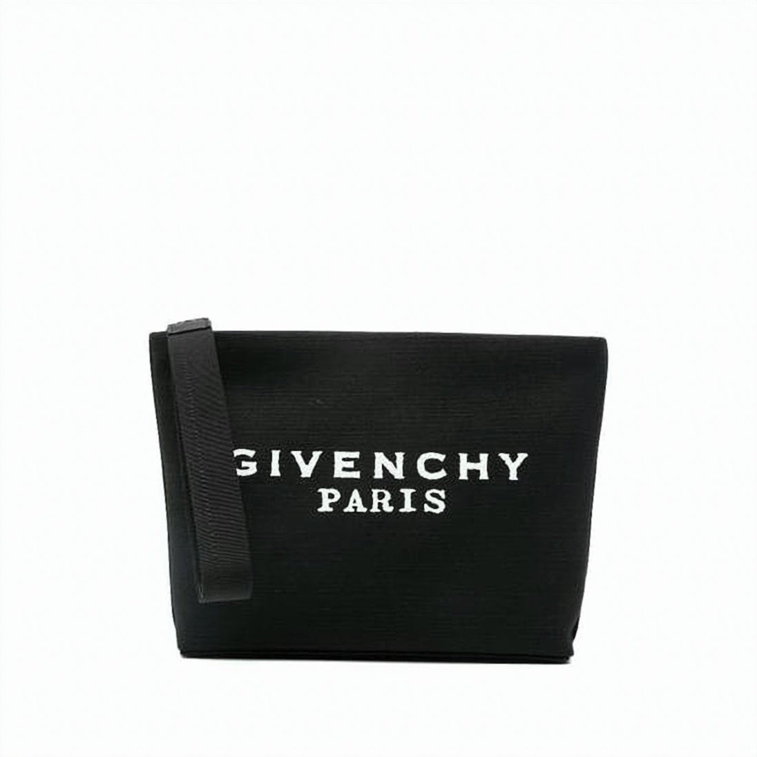 Textured Fabric Clutch with Prominent Logo Print