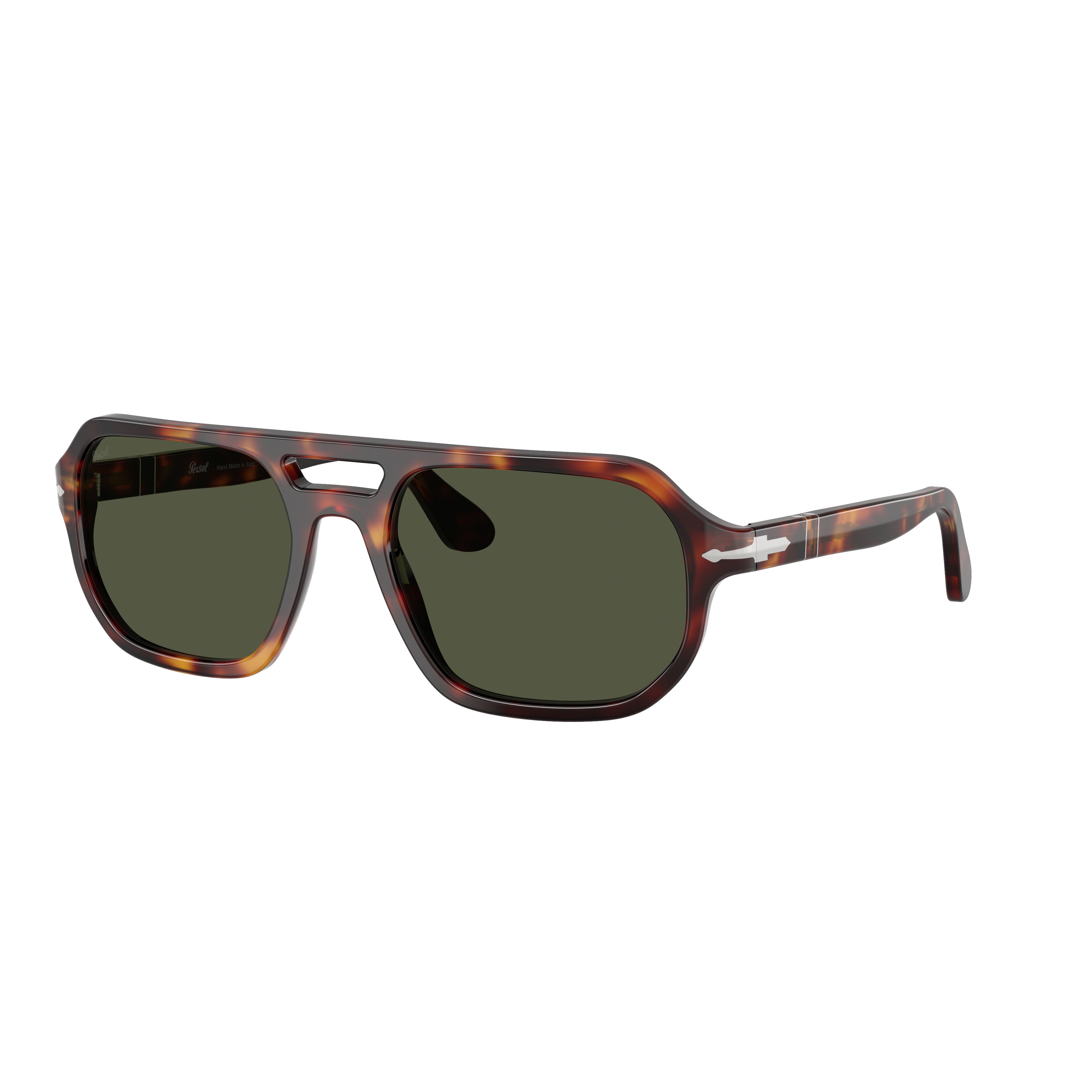 0po3393s Aviator-Inspired Tortoiseshell Sunglasses with Keyhole Bridge