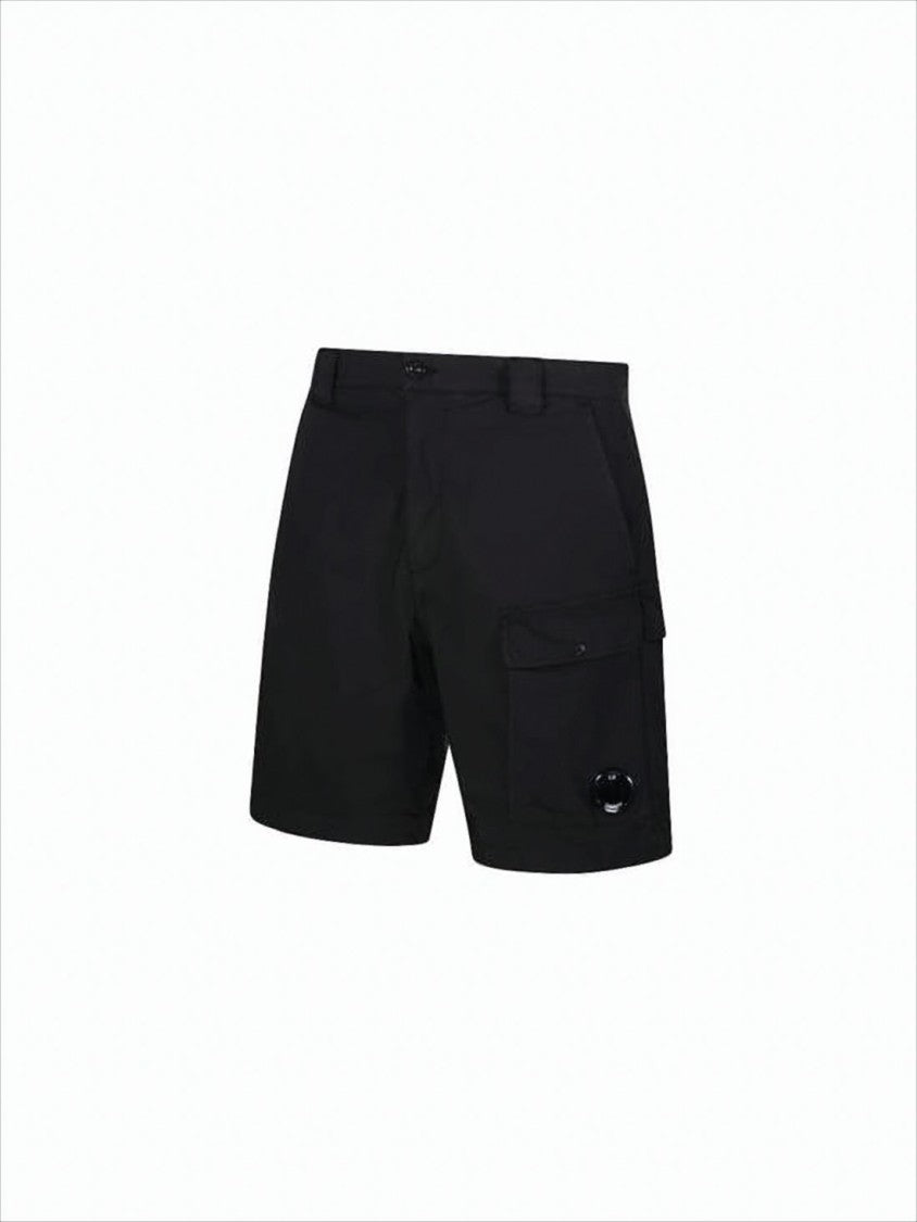 Tailored Black Shorts with Flap Pocket