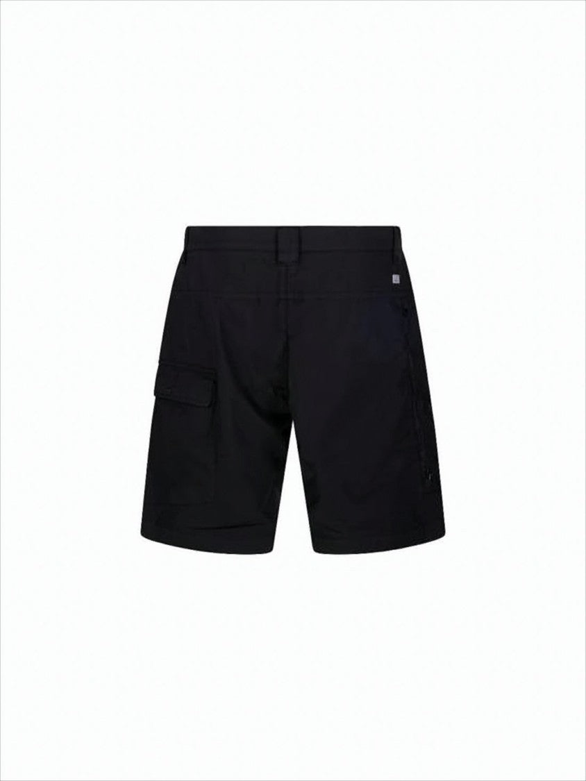 Tailored Black Shorts with Flap Pocket