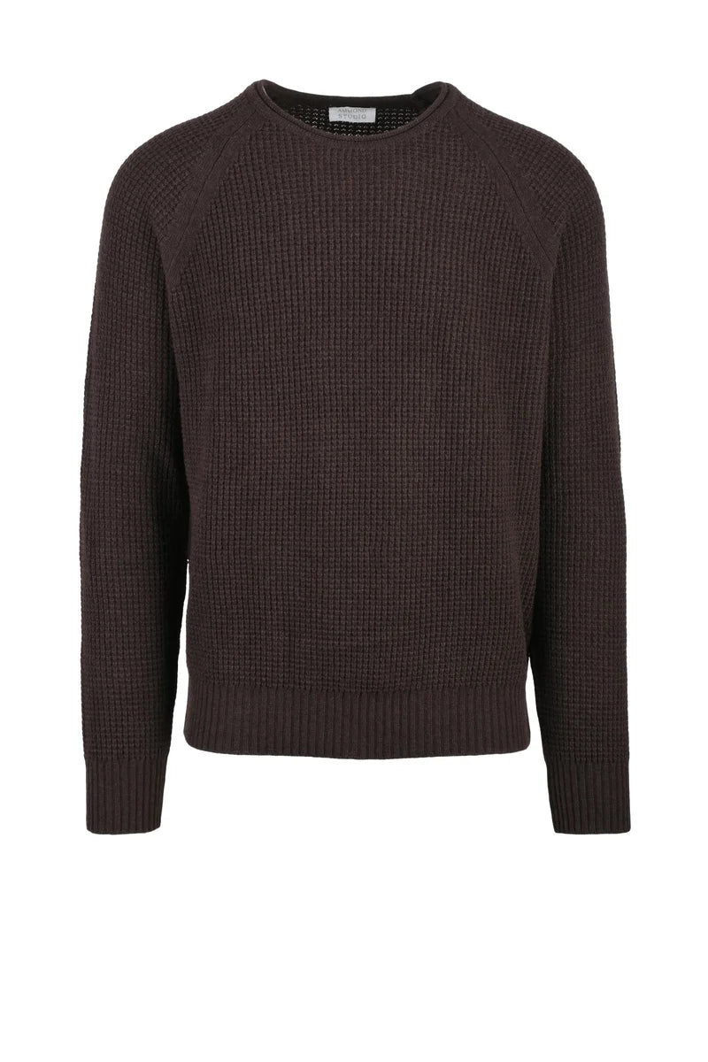 Crew Neck Sweater - Brown