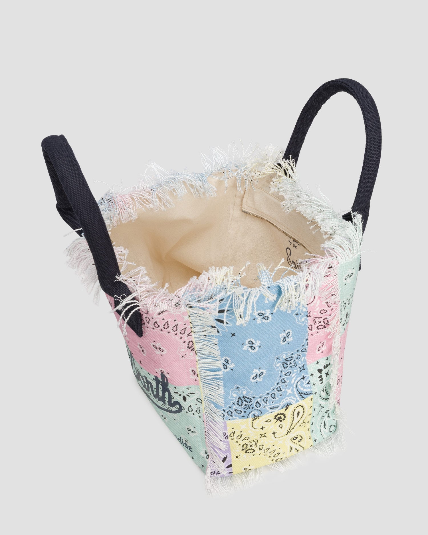Patchwork Tote Bag with Frayed Edges