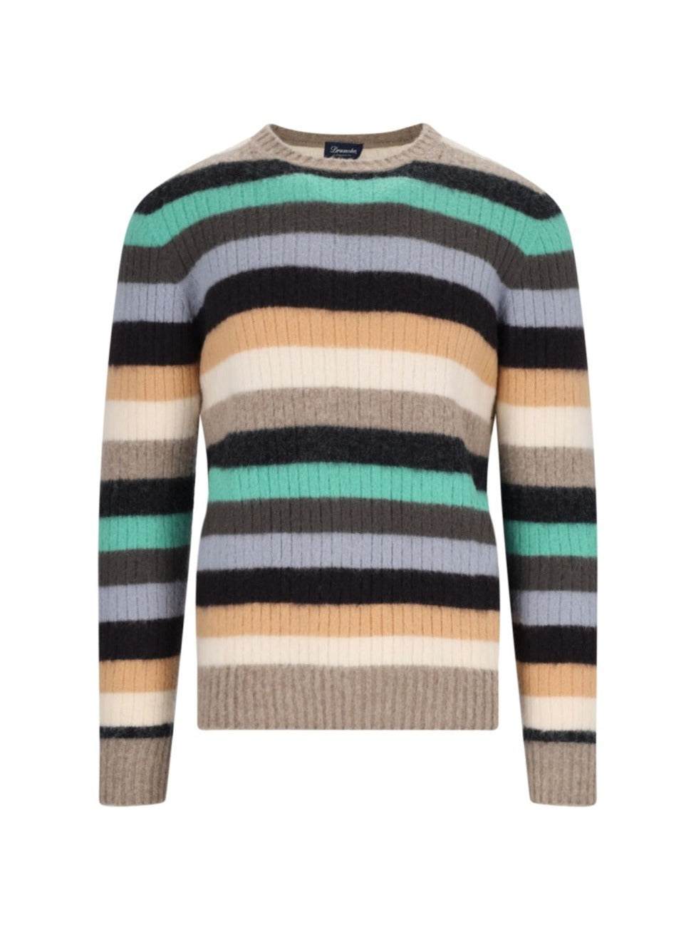 Striped Sweater In Multicolor Wool Ribbed Design