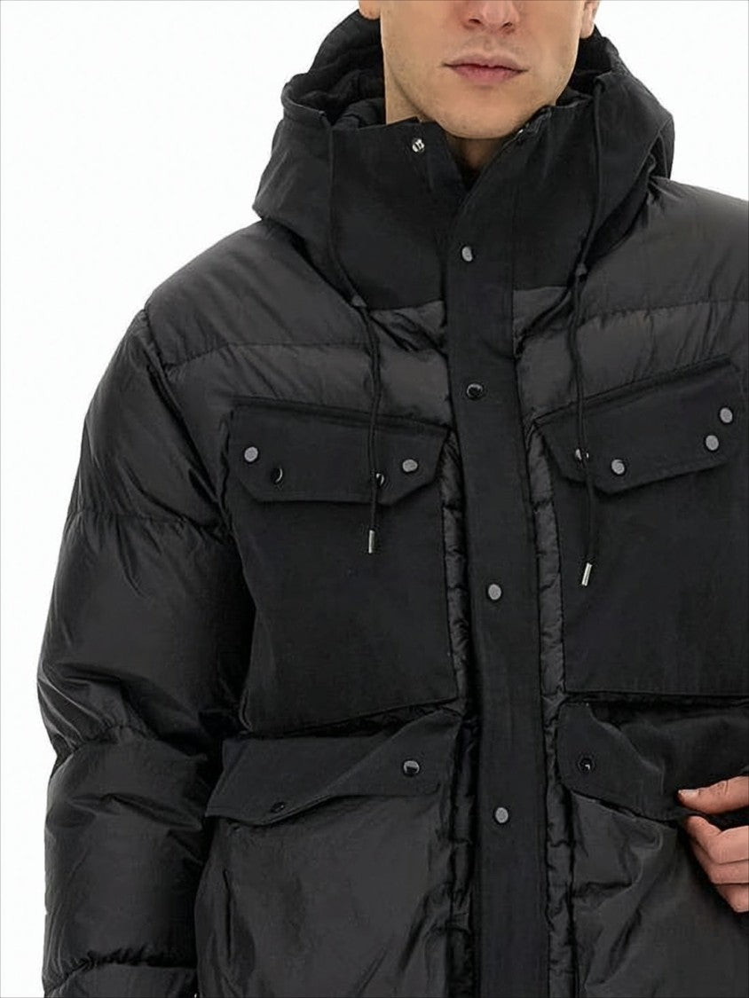 Quilted Black Down Jacket with Adjustable Hood