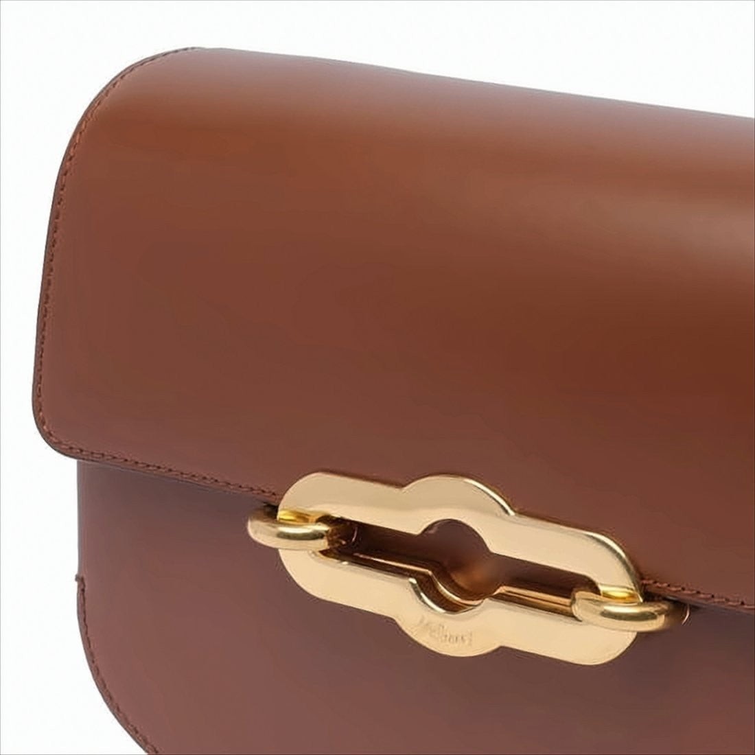 Structured Calf Leather Crossbody Bag with Gold-tone Clasp