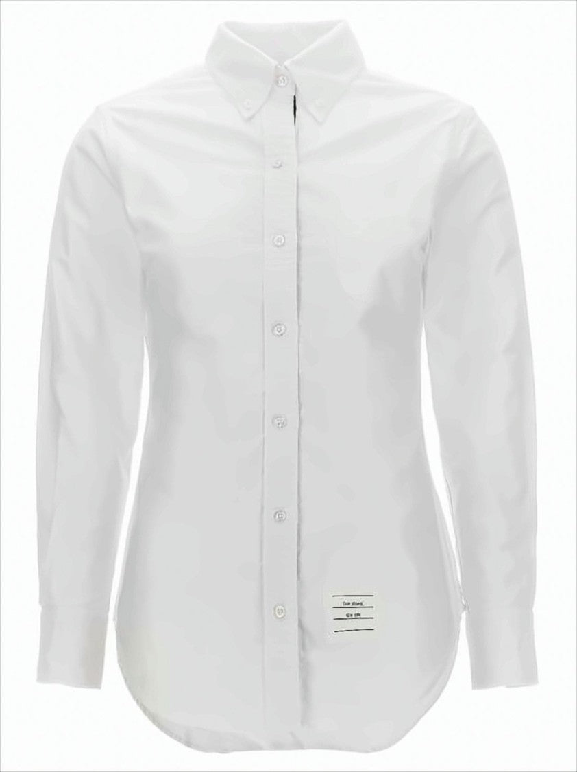 Classic Button-Down Shirt with Crisp Collar and Curved Hem