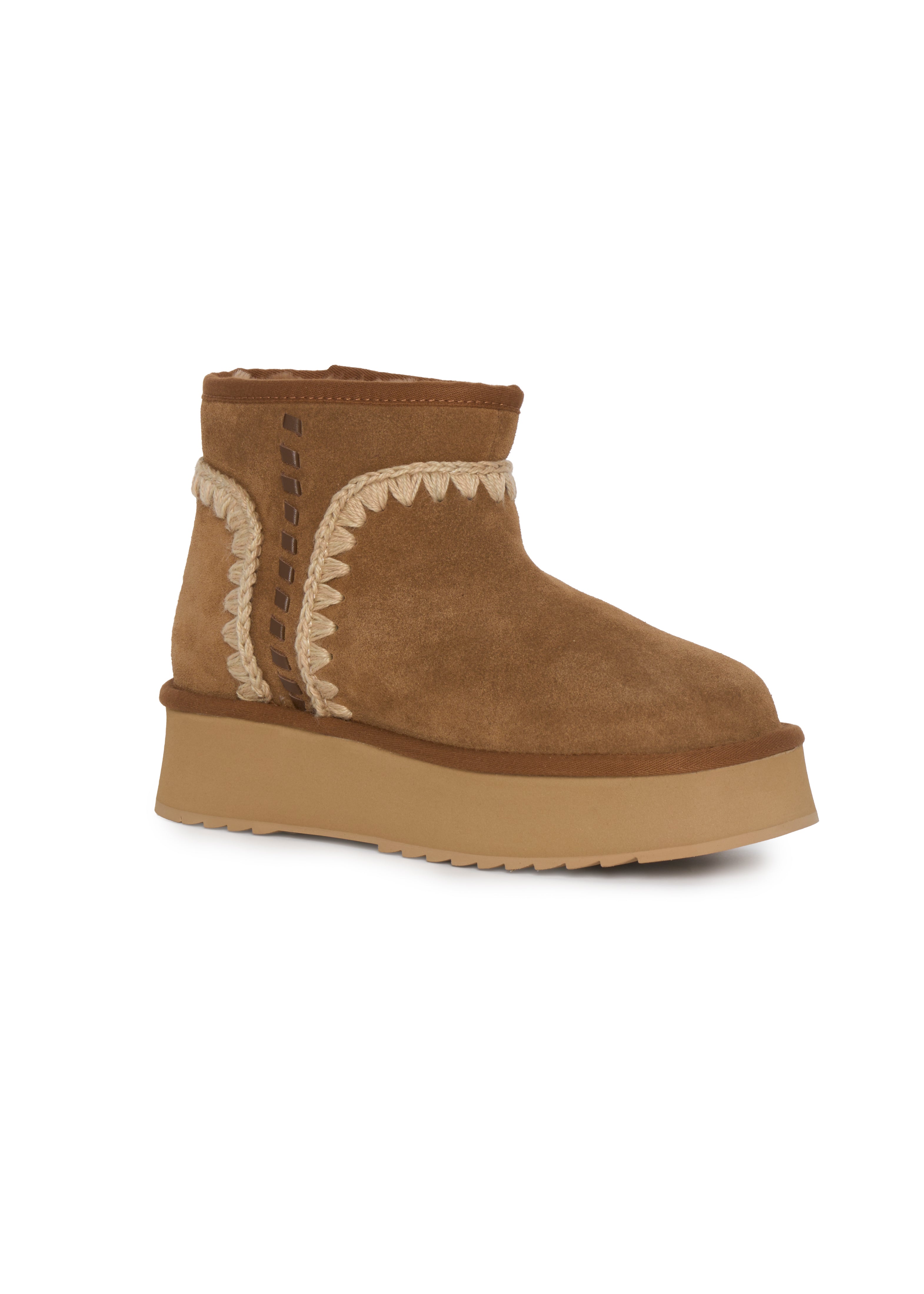 Slip-On Ankle Boots With Hand-Crochet Wool Detailing