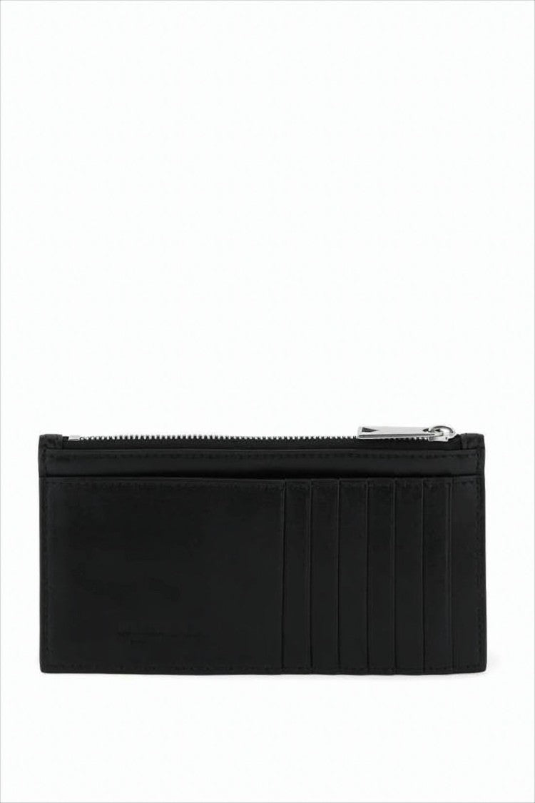 Rectangular Leather Wallet with Woven Pattern