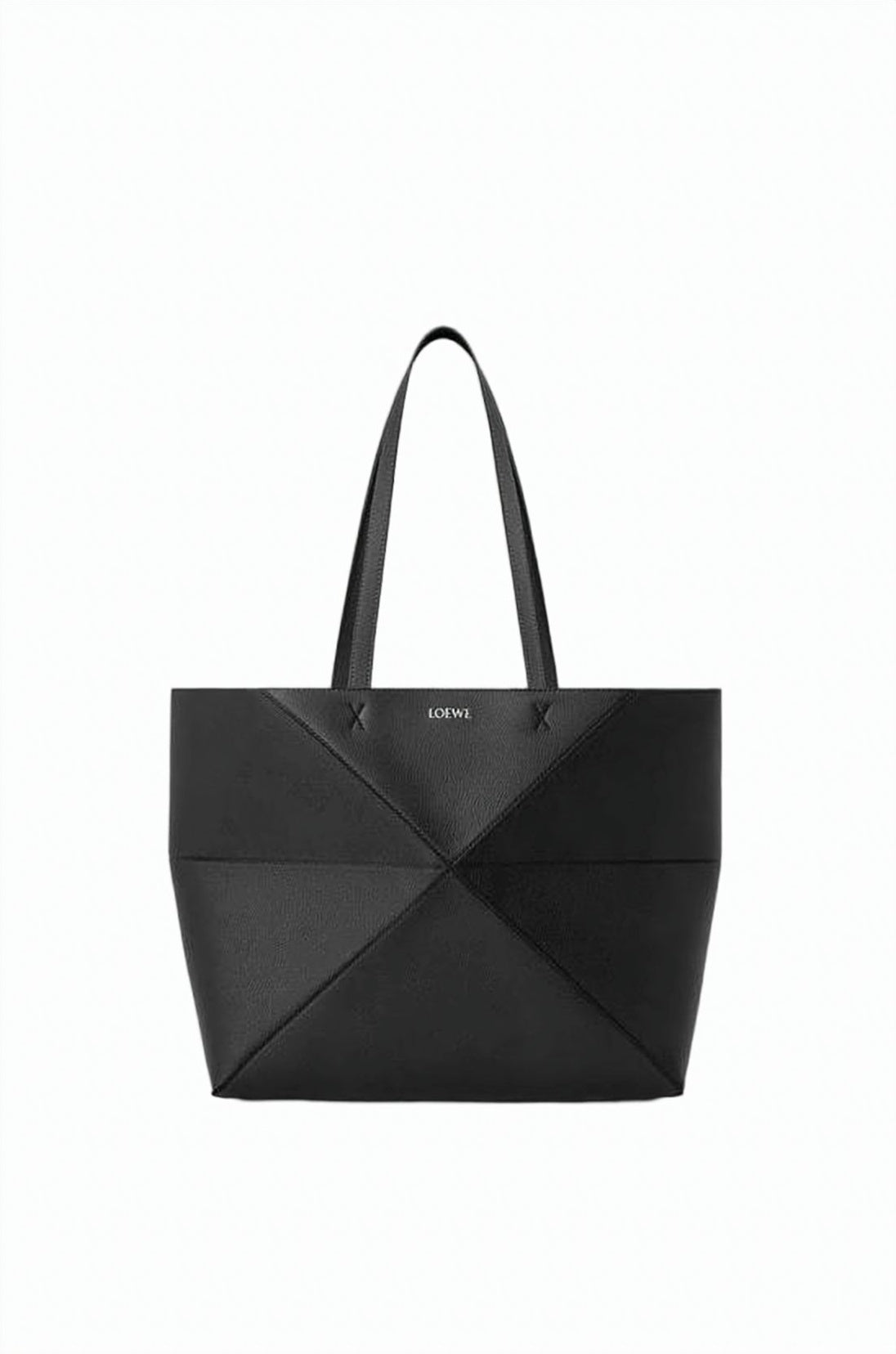 Geometric Design Calf Leather Shoulder Bag
