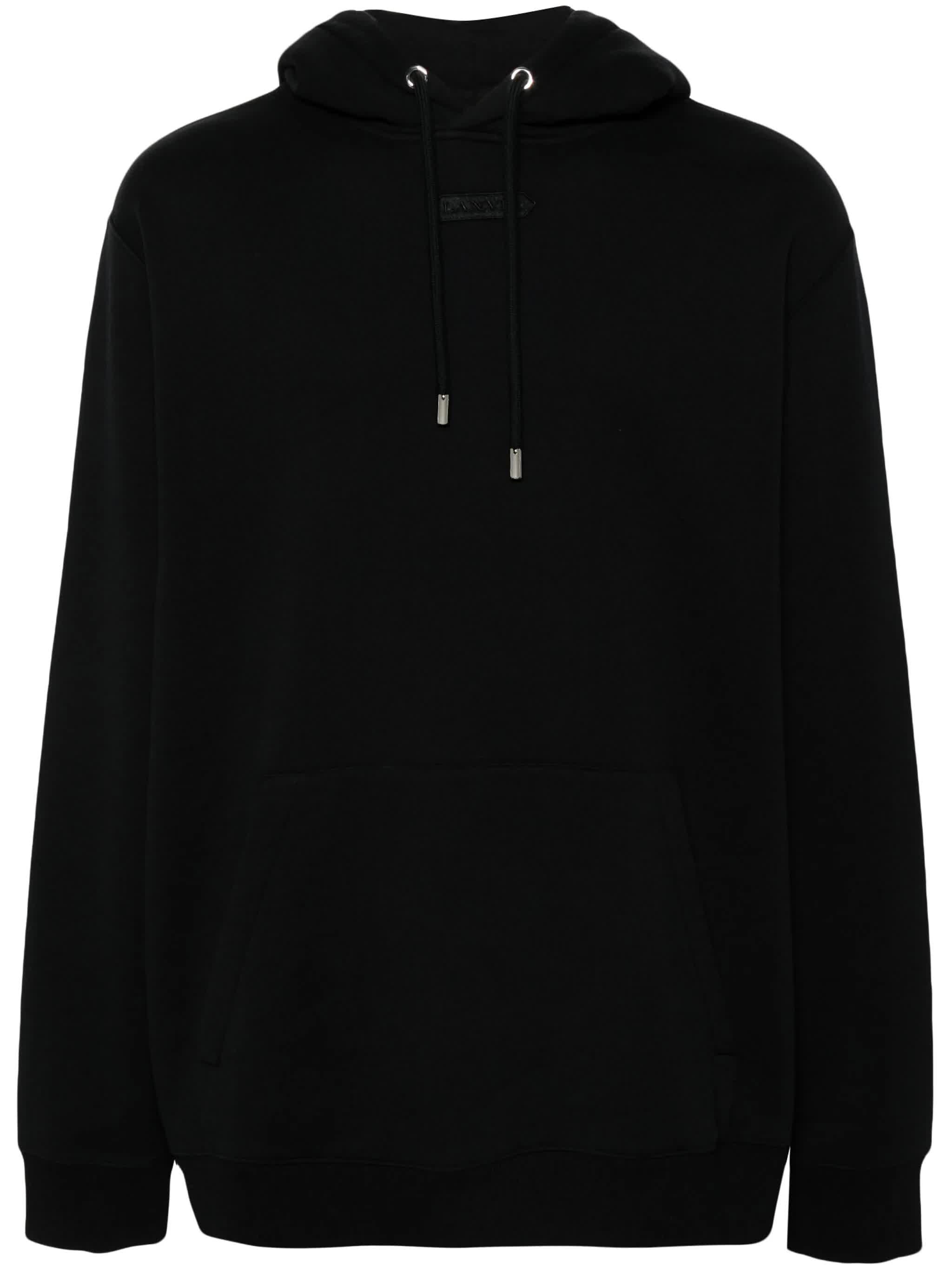 Black Patch Relaxed Fit Cotton Hoodie
