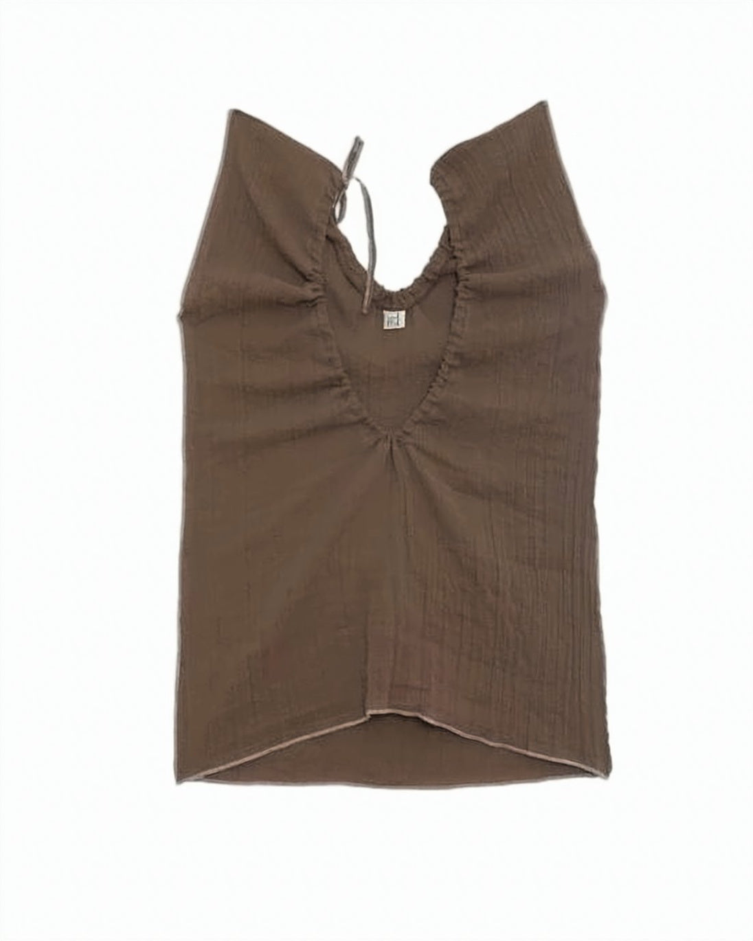 Brown Sleeveless Loose Fit Gathered Top