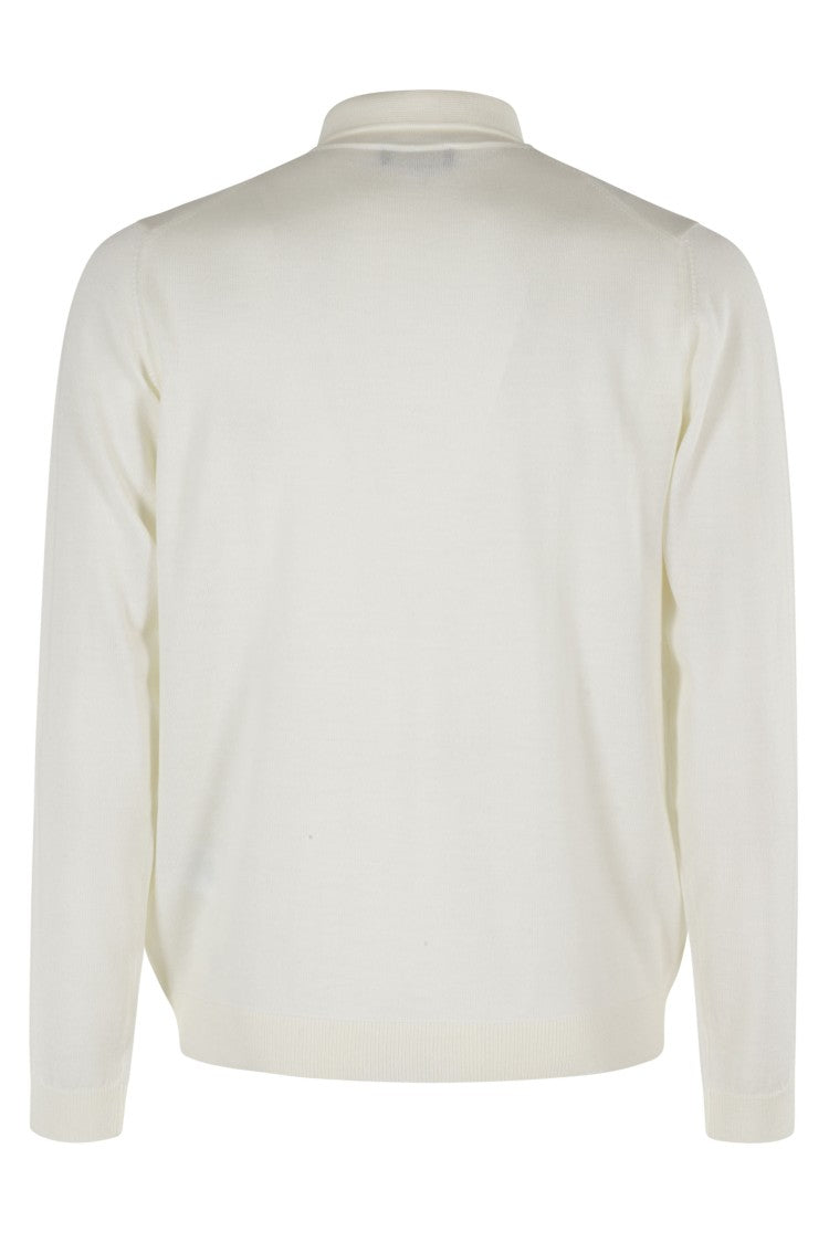 Long-Sleeved Ecru Polo With Classic Collar