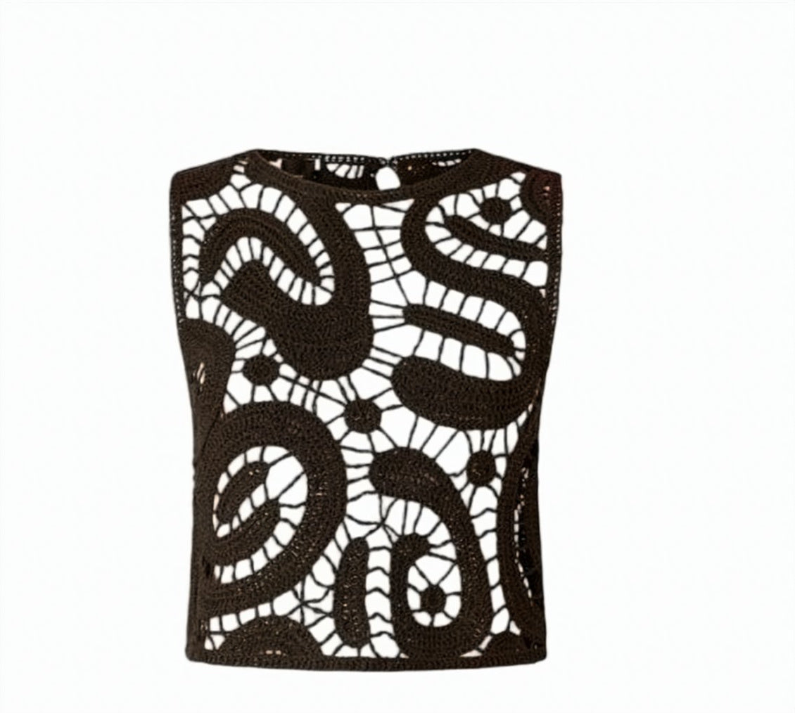 Eruzione Crochet Sleeveless Knit Top
