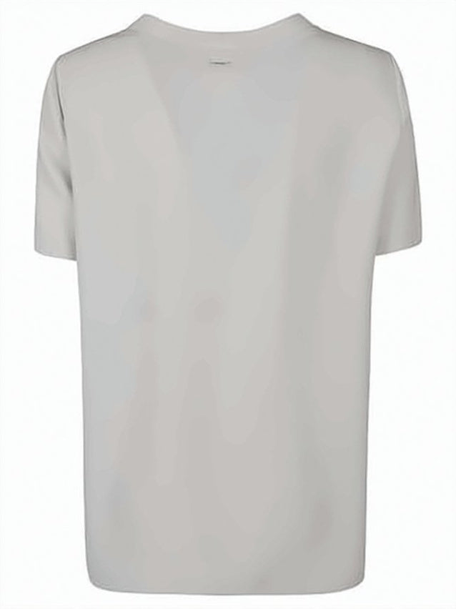 Short-Sleeved Relaxed-Fit Top in Soft Grey Fabric