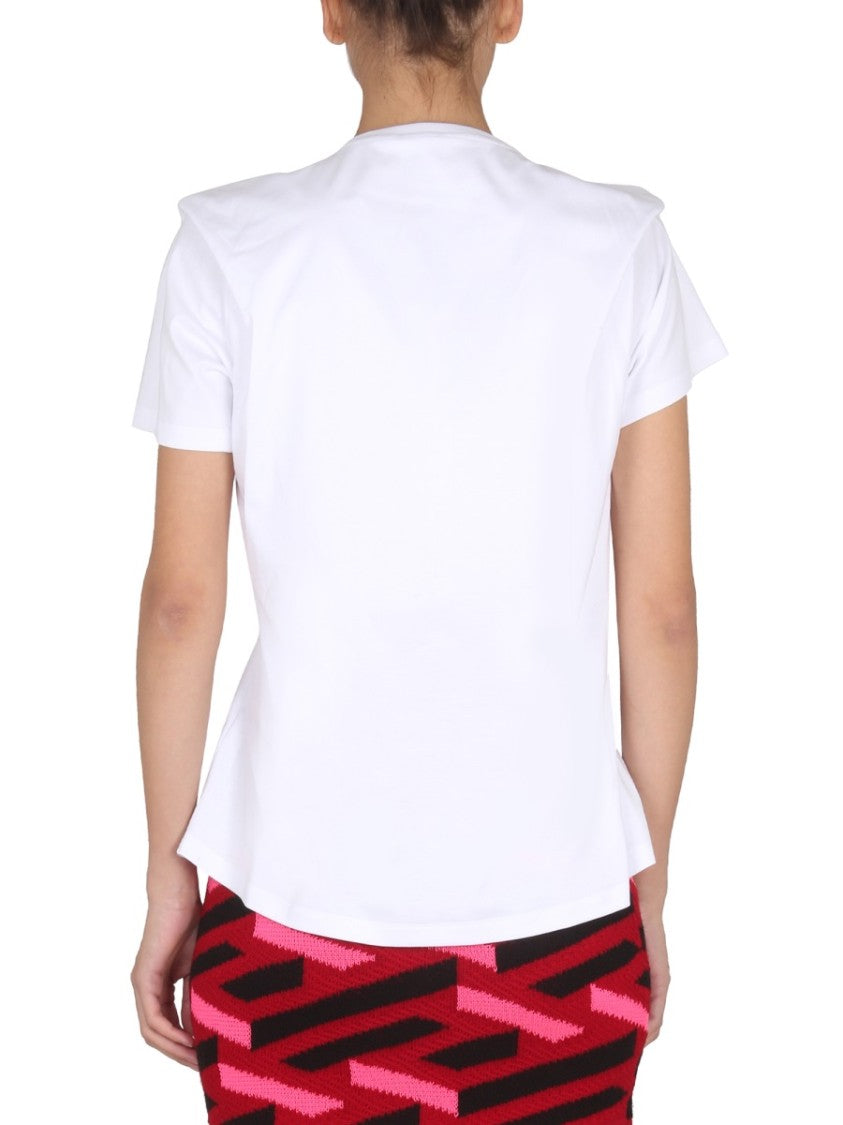 White Short-Sleeved T-Shirt With Logo Print