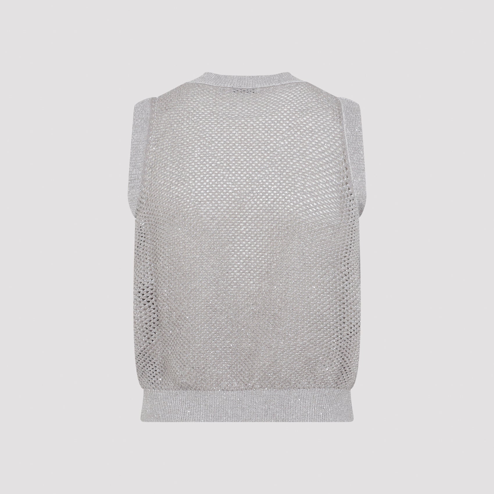 Sleeveless Open Weave Knit Sweater
