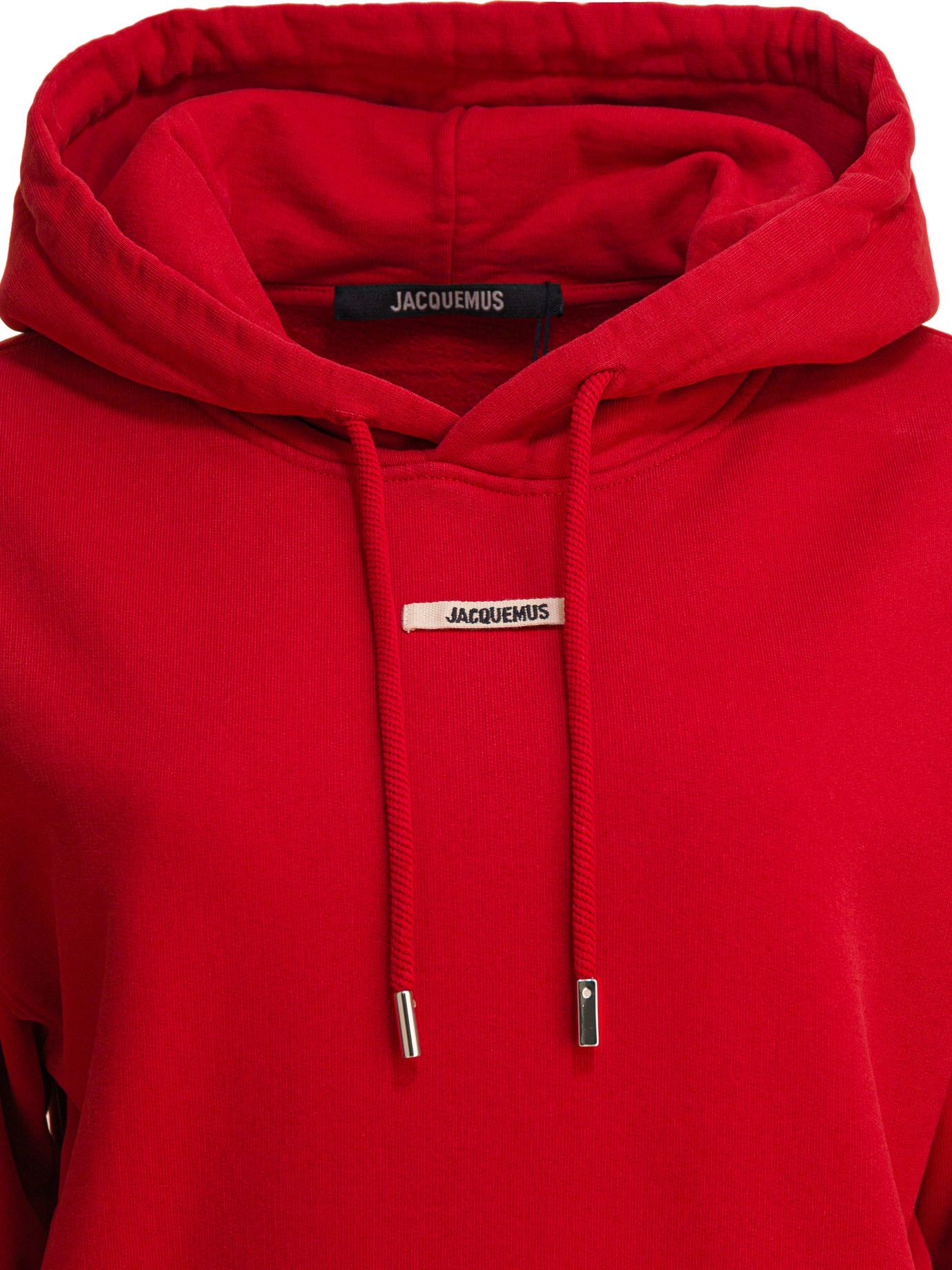 Cropped Hoodie with Drawstring and Logo Patch