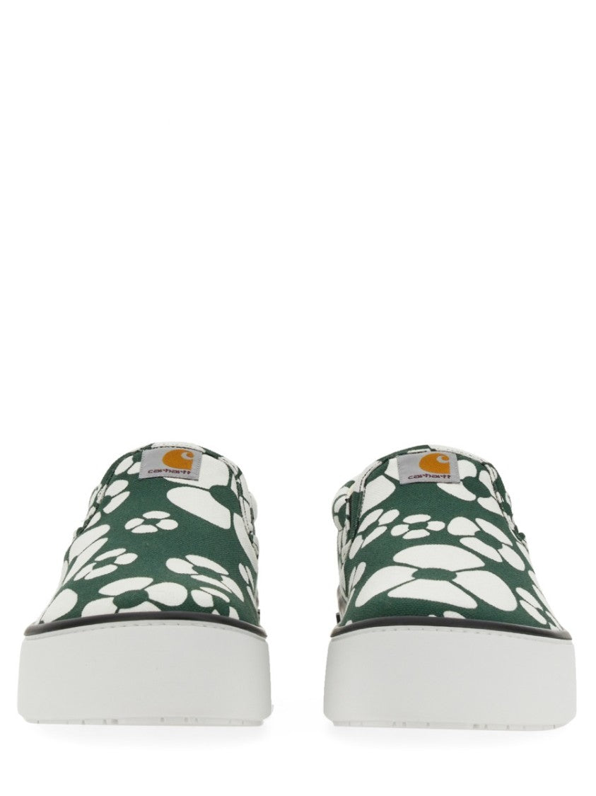 Slip-On Sneakers With Bold Floral Pattern