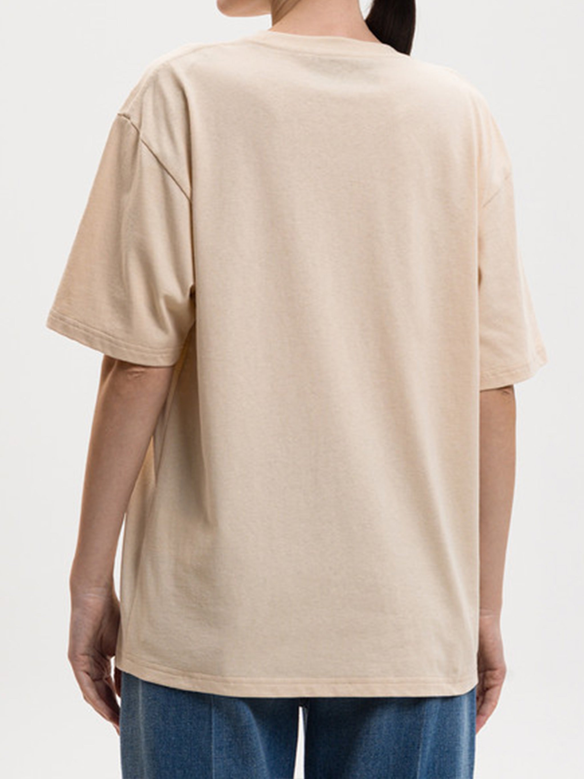 Neutral Relaxed-Fit Textured Lettering T-shirt