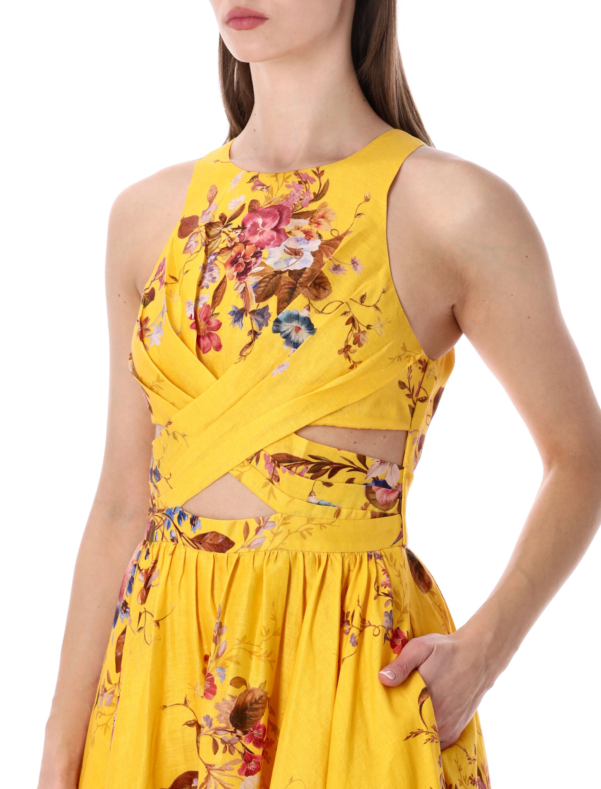 Patience Mustard Floral Midi Dress