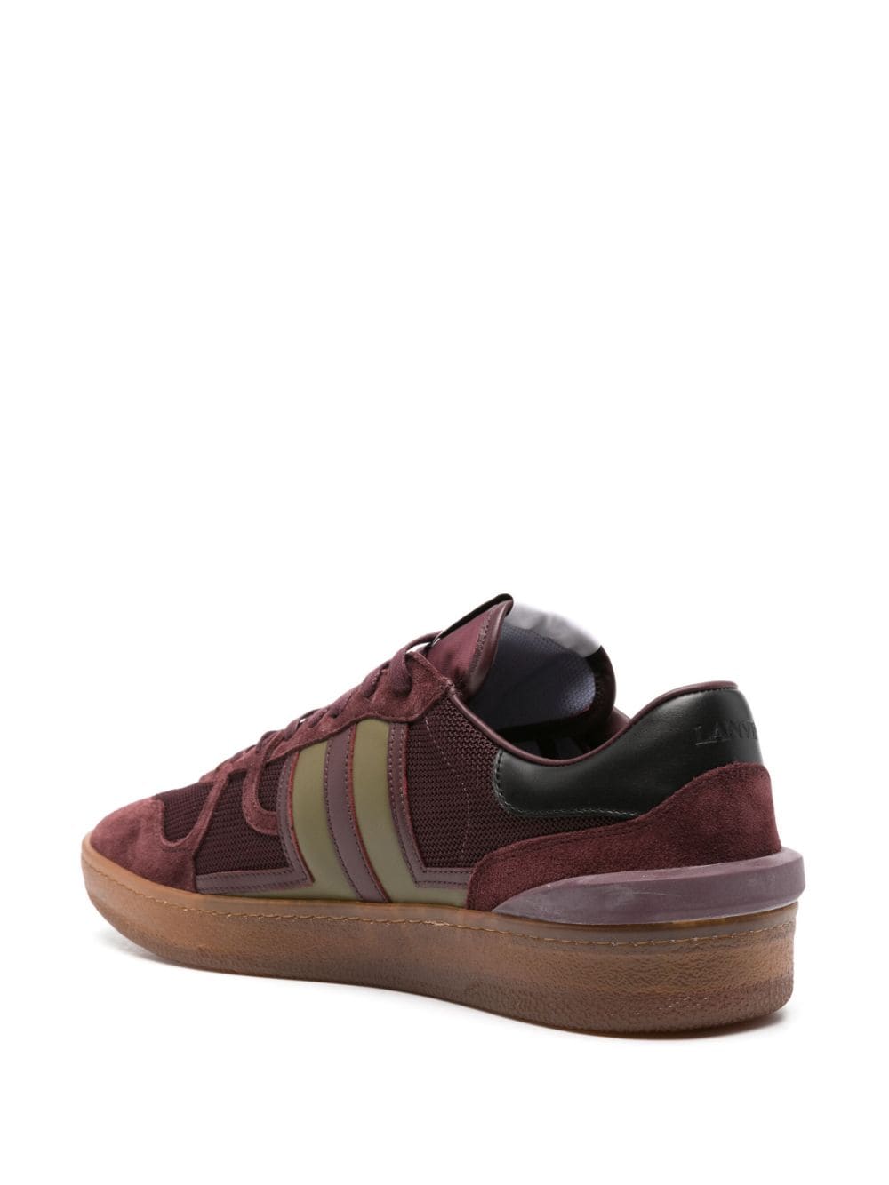 Bordeaux Red and Olive Green Calf Leather Sneakers