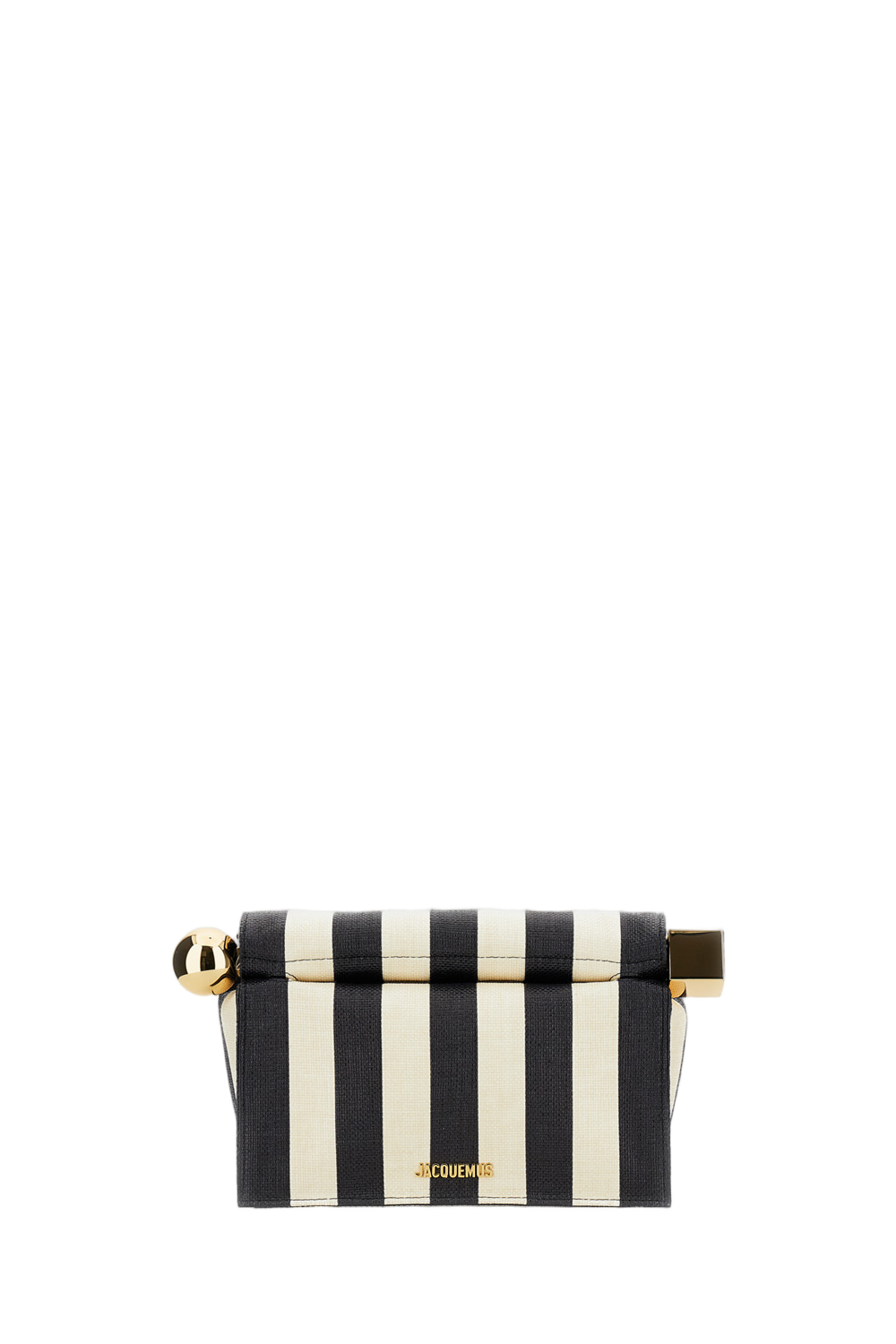 Striped Patchwork Raffia Fold-Over Clutch