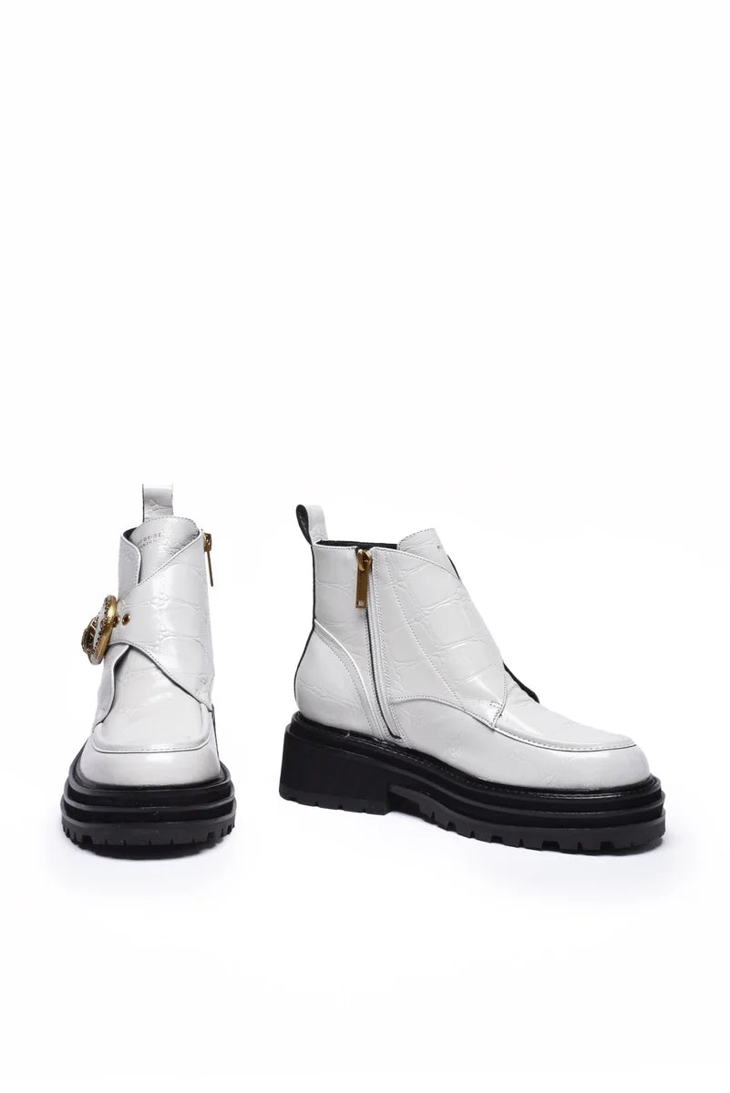Patent Ankle Boots - White