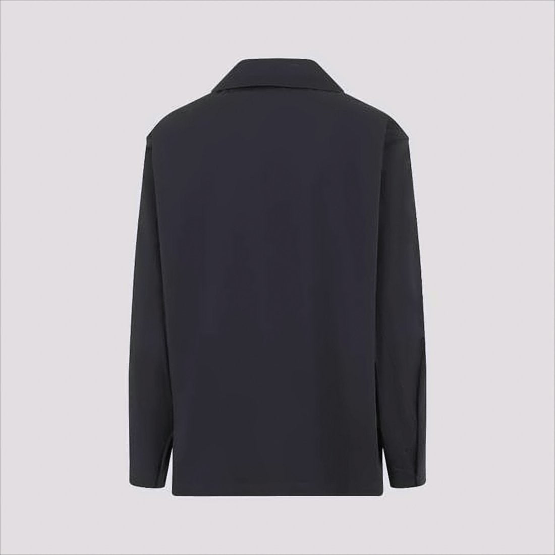 Structured Black Cotton Jacket with Classic Collar