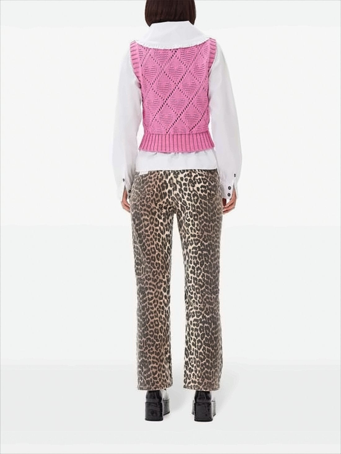 Sleeveless Knitted Sweater Vest with Diamond Pattern and Logo